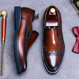Men Summer New British Style Shoes Wedding Shoes Handmade Leather Shoes Mens Black Casual Increase British Lace-Up Oxfrods aidase-shop