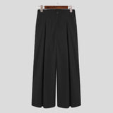 Aidase  2022 Men Wide Leg Pants Plain Joggers Button Loose Leisure Trousers Men Streetwear Chic Casual Pantalones Hombre S-5XL INCERUN aidase-shop