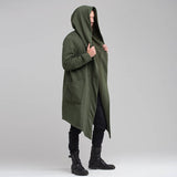 Men's Hooded Cardigan Trench Coat Streetwear Solid Color Hooded Windbreaker with Hood Autumn/Winter Jackets Men Trench Coat aidase-shop