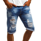 Men denim pants Vintage Summer Men Featuring ripped Jeans Turn Up Cuff Fifth Pants Denim Shorts Plus Size Summer jeans aidase-shop