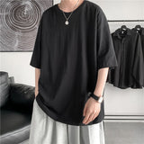 Summer Man T-shirts Short Sleeve Solid Color Casual Oversized T Shirt Men Harajuku Hip Hop Cotton Men's Clothing Tops Tee aidase-shop