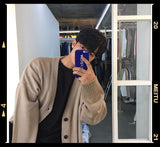 Aidase Solid Cardigan Knitted Men Simple Basic Loose Students Daily Trendy Ulzzang Outwear Autumn Leisure Males Sweaters Couple Popular aidase-shop