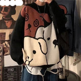Aidase    Harajuku Cartoon Bear Vintage Sweater Men Winter Warm Thick Knitted Pullovers 2021 Couples Sweater Hip Hop Clothing Men aidase-shop