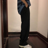Aidase Men Casual Pants Solid Simple Large Size 3XL Button Fly Chic Mens Korean Style Straight Trousers All-match Ankle-length Loose aidase-shop