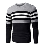 4XL Men  Autumn New Casual Striped Thick Fleece Cotton Sweater Pullovers Men Outfit Fashion Vintage O-Neck Coat Sweater Men aidase-shop