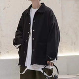 Aidase 2021 Men's Lapel Collar clothes Coats Loose Fashion Brand Solid Color Trend Outerwear Casual Student Black/green Jackets M-2XL aidase-shop
