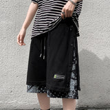 Aidase Men Casual Shorts Summer Knee-length Side Buttons Patchwork Fake 2 Pieces Harajuku High Street Wear Retro Jogger Baggy Oversize aidase-shop