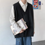 Autumn Sweater Vest Men's Fashion Retro Casual Knitted Pullover Men Wild Loose Korean Knitting Sweaters Mens Clothes M-2XL aidase-shop