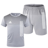 Aidase New men's sportswear summer suits men's fitness wear sports suits short-sleeved t-shirt shorts quick-drying 2-piece set aidase-shop