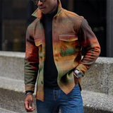 Aidase 2022 New Autumn Casual Turn-down Collar Shirts Coats Men Vintage Printed Patchwork Buttoned Jackets Outerwear For Men Streetwear aidase-shop