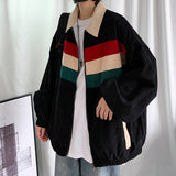 Corduroy Jacket Men's Fashion Contrast Color Casual Jackets Mens Streetwear Wild Loose Hip Hop Bomber Jacket Men M-2XL aidase-shop