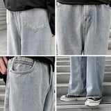 Aidase Jeans Men Denim Summer Thin Baggy Solid Simple Retro Loose Leisure Plus Size 3XL Korean Style Washed High Street Trendy Wide Leg aidase-shop