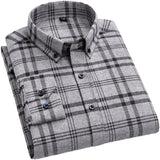 Aidase Aoliwen Brand Men Long Sleeve Plaid Shirts 100% cotton Single Patch Pocket Casual Standard-Fit Comfortable Soft Thick Tops Shirt aidase-shop