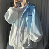 Aidase Hooded Sweatshirt Gradient Female Loose Korean Fashion Zipper Cardigan Sweater New Hip-hop Drawstring Pocket Decoration Itself aidase-shop