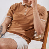 Aidase Fashion Striped Men's Short Sleeve Polo Shirts Summer Slim Turn-down Collar Tops Buttons Design Polo Shirt Men Casual Streetwear aidase-shop
