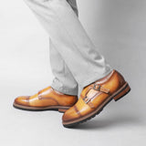 Men's Genuine Leather Shoes New Business Dress Monk Shoes First Layer Cowhide Thick-soled Increased Formal Wear Shoes Men aidase-shop