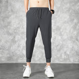 Korean Ice Silk Men'S Summer Thin Fashion Brand Loose And Versatile Quick Dry Casual Pants 9-Point Sports Trousers Boy aidase-shop