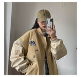 Aidase Bear corduroy jacket men women 2021 spring autumn new Korean loose BF Japan Kawaii bear baseball uniform jacket punk streetwear aidase-shop