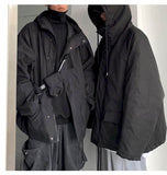 Aidase Punk Style Padded Jacket Men Women Winter 2022 New Thickened Dark Oversize Hooded Charging Cotton Jacket Men's Thick/thin Top aidase-shop