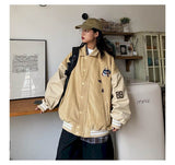 Aidase Bear corduroy jacket men women 2021 spring autumn new Korean loose BF Japan Kawaii bear baseball uniform jacket punk streetwear aidase-shop