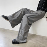 Aidase  2022 Men Wide Leg Pants Plain Joggers Button Loose Leisure Trousers Men Streetwear Chic Casual Pantalones Hombre S-5XL INCERUN aidase-shop