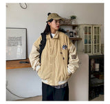 Aidase Bear corduroy jacket men women 2021 spring autumn new Korean loose BF Japan Kawaii bear baseball uniform jacket punk streetwear aidase-shop