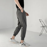 Aidase 2021 New Summer Men's White Suit Pants Korean Stylish Trousers Male Elastic Waist Solid Tapered Ankle Length Casual Pants Man aidase-shop