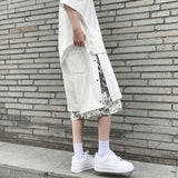 Aidase Men Casual Shorts Summer Knee-length Side Buttons Patchwork Fake 2 Pieces Harajuku High Street Wear Retro Jogger Baggy Oversize aidase-shop