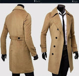 Aidase Mens Trench Coat Autumn Casual Slim Fit Winter Warm Double Breasted Long Jacket Coats Top Overcoat Cloak Jackets Punk Clothes aidase-shop