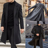 Aidase Autumn Winter Mens Wool Coat Solid Long Sleeve Woolen Jackets Fleece Men Overcoat Streetwear Fashion Long Trench Coat Outerwear aidase-shop