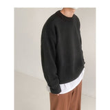 Aidase   Autumn and Winter Thick Warm Mens Sweaters Pullovers Loose All-match Solid Color Round Neck Korean Fashion Sweater Men aidase-shop
