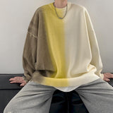 Aidase Autumn and Winter New Hong Kong Style Trend Gradient Printing Sweater Top Men's Loose Thick Pullover Round Neck Sweater Harajuku aidase-shop