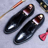 Men Summer New British Style Shoes Wedding Shoes Handmade Leather Shoes Mens Black Casual Increase British Lace-Up Oxfrods aidase-shop