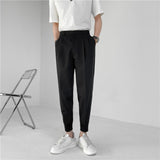 Aidase 2022 New Men's Suit Pants Korean Design Summer Loose Ankle Length Bottoms Elastic Waist Solid Streetwear Cool Casual Clothing aidase-shop