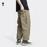 Safari Style! Multi-pocket Cargo Trousers Men Loose Straight Casual Baggy Pants Mens Work Canvas Pants aidase-shop