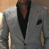 Aidase Plaid Men Suits for Wedding 2 piece houndstooth Checkered Groom Tuxedos Male Fashion Clothes 2020 Costumes Set Jacket with Pants aidase-shop