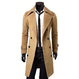Aidase Mens Trench Coat Autumn Casual Slim Fit Winter Warm Double Breasted Long Jacket Coats Top Overcoat Cloak Jackets Punk Clothes aidase-shop