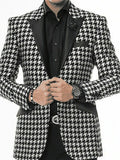 Black Peaked Lapel Houndstooth Men Suit Tailor-Made 2 Pieces For Business Wedding Dinner Prom Tuxedos aidase-shop