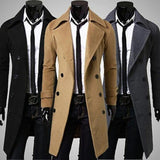 Aidase Mens Trench Coat Autumn Casual Slim Fit Winter Warm Double Breasted Long Jacket Coats Top Overcoat Cloak Jackets Punk Clothes aidase-shop