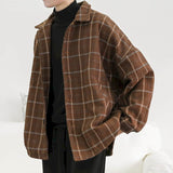 High street plaid jacket men's autumn and winter thickening Korean loose student Hong Kong style chic retro Temperament  jacket aidase-shop
