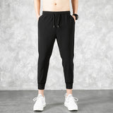 Korean Ice Silk Men'S Summer Thin Fashion Brand Loose And Versatile Quick Dry Casual Pants 9-Point Sports Trousers Boy aidase-shop
