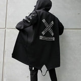 Autumn Men Hooded Jackets Print Harajuku Windbreaker Ribbon Overcoat Male Casual Outwear Hip Hop Streetwear Coats aidase-shop