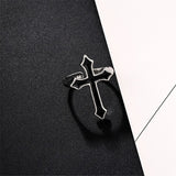 Aidase Vintage Black Big Cross Opening Rings For Women Party Jewelry Men Trendy Gothic Metal Color Finger Ring Halloween Gifts Anillos aidase-shop