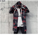Autumn Men Hooded Jackets Print Harajuku Windbreaker Ribbon Overcoat Male Casual Outwear Hip Hop Streetwear Coats aidase-shop