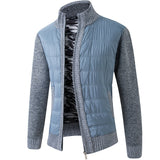 Aidase Winter Men's Fleece Tide Sweatercoat High Collar Patchwork Warm Cardigan Causal Knitted Male Clothing aidase-shop