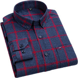 Aidase Aoliwen Brand Men Long Sleeve Plaid Shirts 100% cotton Single Patch Pocket Casual Standard-Fit Comfortable Soft Thick Tops Shirt aidase-shop