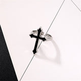 Aidase Vintage Black Big Cross Opening Rings For Women Party Jewelry Men Trendy Gothic Metal Color Finger Ring Halloween Gifts Anillos aidase-shop