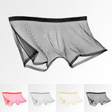 Men's Underwear Transparent Boxers Bulge Ice Silk See Through Underpants Sexy Briefs Low Waist Panties Lingerie Intimates aidase-shop