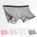 Aidase  Men's Underwear Transparent Boxers Bulge Ice Silk See Through Underpants Sexy Briefs Low Waist Panties Lingerie Intimates