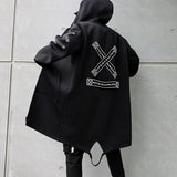 Autumn Men Hooded Jackets Print Harajuku Windbreaker Ribbon Overcoat Male Casual Outwear Hip Hop Streetwear Coats aidase-shop